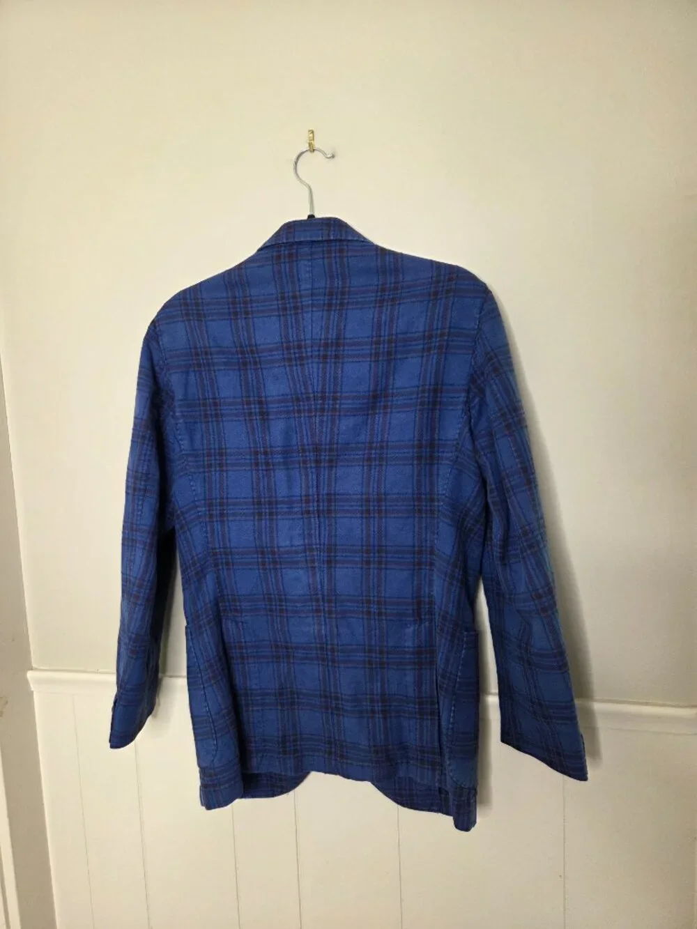 BOGGI MILANO Blue Plaid Suit Jacket Blazer